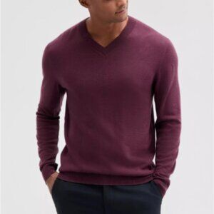 Alfani Men Long Sleeve V Neck Merino Sweater Berry Violet XL